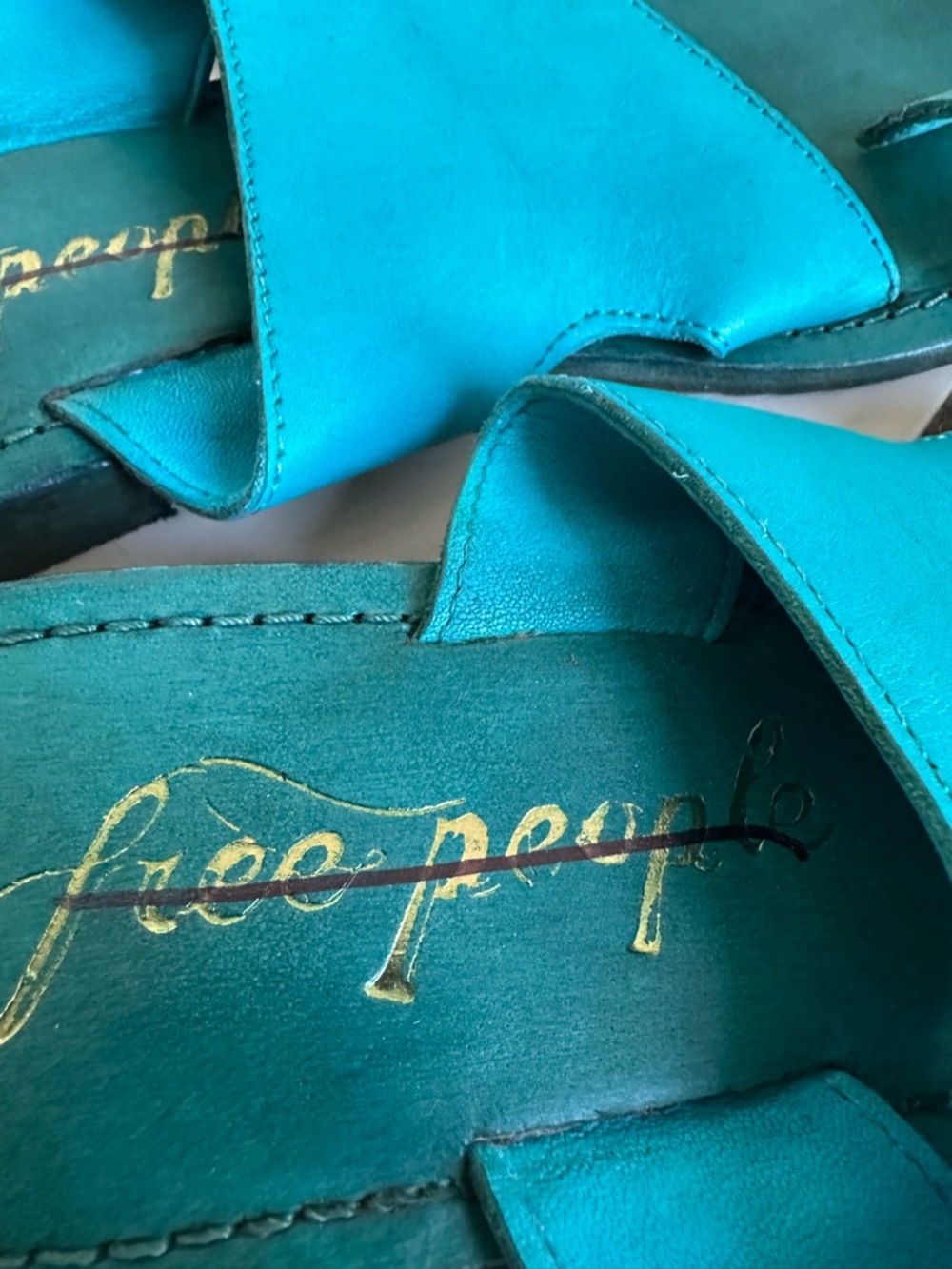 NWOB Free People Sant Antoni Turquoise Slide - Size 36 - Picture 5 of 9